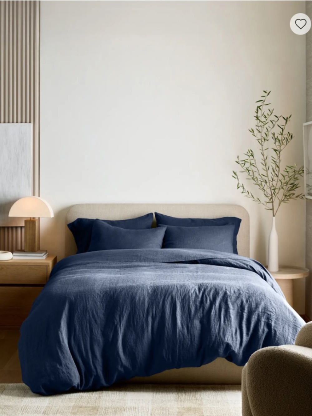 QUINCE Organic European Linen Duvet Cover, King/Cal King, Navy
